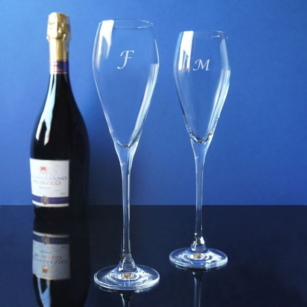 A pair of Vintage Personalized Champagne Flutes